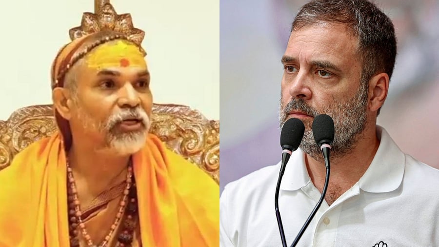 <div class="paragraphs"><p>(L to R) 46th Shankaracharya of Jyotir Math— Swami Avimukteshwarananda; LoP Rahul Gandhi.</p></div>